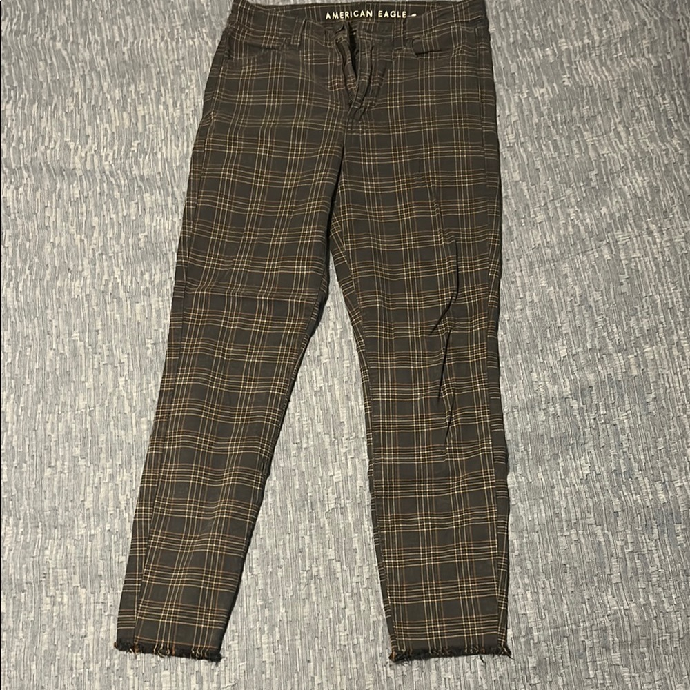 American Eagle Plaid skinny jeans